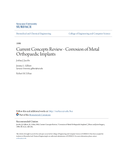 Current Concepts Review - Corrosion of Metal