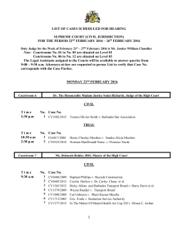 LIST OF CASES SCHEDULED FOR HEARING SUPREME COURT