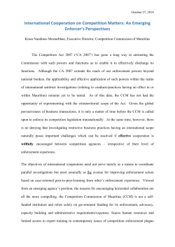 International Cooperation on Competition Matters: An Emerging