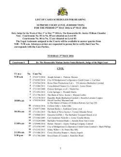 LIST OF CASES SCHEDULED FOR HEARING SUPREME COURT