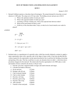 BUSN 307 PRODUCTIONS AND OPERATIONS MANAGEMENT