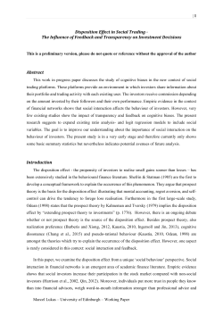 Disposition effect in social trading &ndash; do investors act rational?