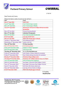 21.09.16 Dear Parents and Carers, Please find below a table of