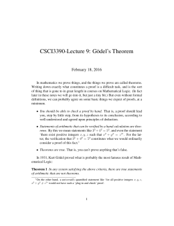 CSCI3390-Lecture 9: G&uml;odel`s Theorem