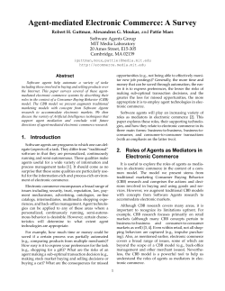 Agent-mediated Electronic Commerce: A Survey