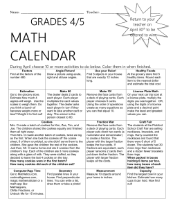 Fourth and Fifth Grade Math Calendar