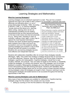 Math Learning Strategies