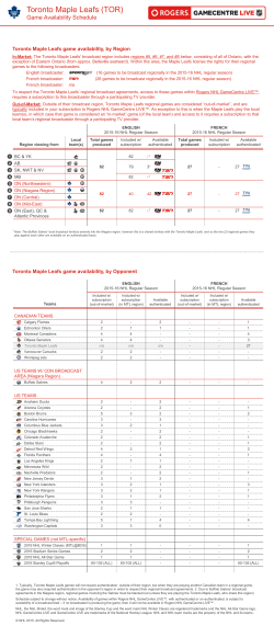 Toronto Maple Leafs (TOR) - Rogers NHL GameCentre LIVE