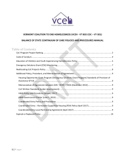 Balance of State Continuum of Care Policies and Procedures Manual