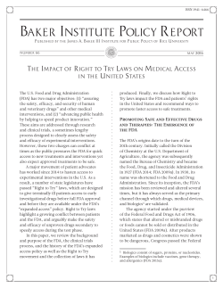 Baker InstItute PolIcy rePort - Rice University`s Baker Institute for