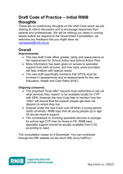 Draft Code of Practice &ndash; initial RNIB thoughts