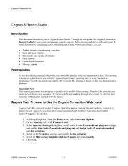 Cognos Query Studio - University of Delaware