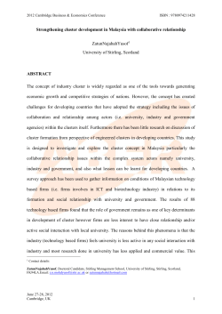 Strengthening cluster development in Malaysia with collaborative