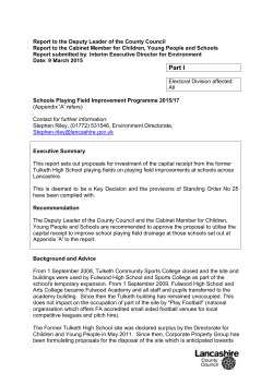 Edit Report: Schools Playing Field Improvement Programme 2015/17
