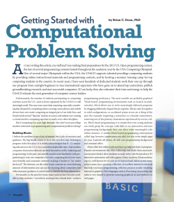 Computational Problem solving Getting Started with