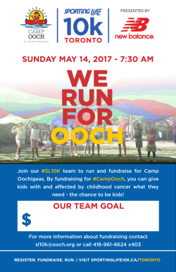 SUNDAY MAY 14, 2017 - 7:30 AM OUR TEAM GOAL