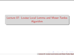 Lecture 07: Lovász Local Lemma and Moser