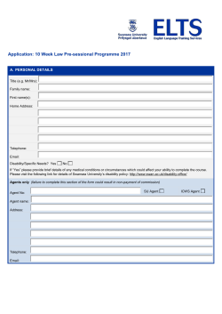 10 Week Law Pre-sessional 2017 Application Form
