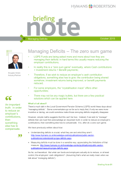 Managing Deficits &ndash; The zero sum game