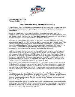 Congratulations to Doug Ganim! Selected for Racquetball Hall of