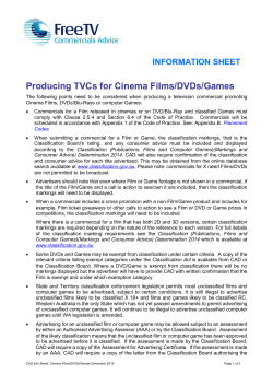 Producing TVCs for Cinema Films/DVDs/Games