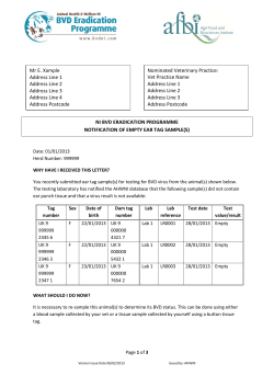 NI BVD ERADICATION PROGRAMME NOTIFICATION OF EMPTY