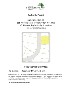 Sealed Bid Packet FOR PUBLIC BID OF: 855 Pinedale Lane