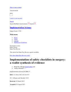 Implementation of safety checklists in surgery: a realist synthesis of