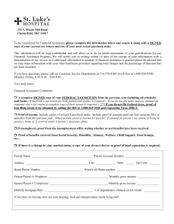 To be considered for Financial Assistance, please complete the