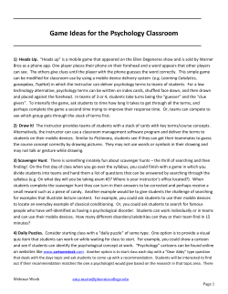 Game Ideas for the Psychology Classroom