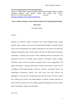 Player, Student, Designer: Games Design Students