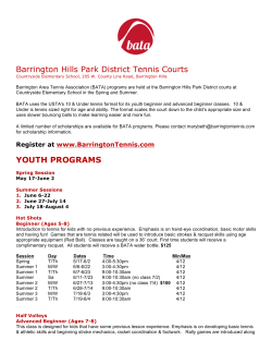 Barrington Hills Park District Tennis Courts YOUTH PROGRAMS