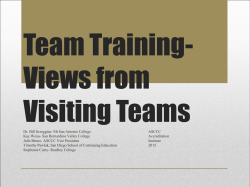 Team Training- Views from Visiting Teams