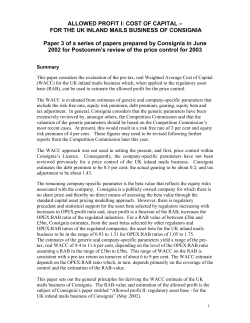 ALLOWED PROFIT I: COST OF CAPITAL