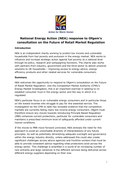 National Energy Action (NEA) response to Ofgem`s consultation on