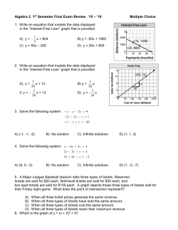 Algebra 2 1st Semester Final Exam Review `15 &ndash; `16 Multiple Choice