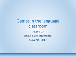 Games in the language classroom