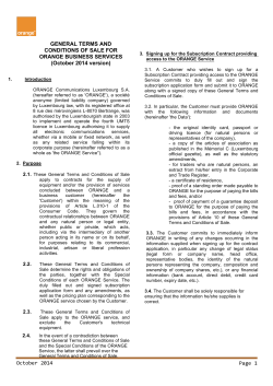 October 2014 version Page 1 GENERAL TERMS AND