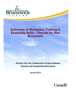Outcomes of Workplace Training in Essentials Skills
