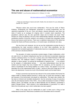 The use and abuse of mathematical economics