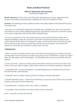 Rules and Best Practices - Lincoln Hills Water Volleyball Club