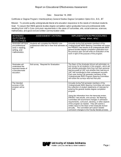 Example Degree and Certificate Student Learning Outcome Objectives