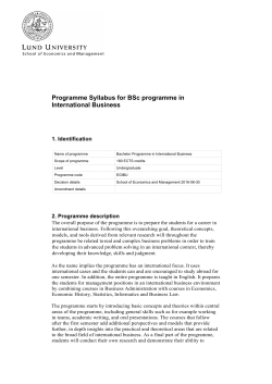 Programme Syllabus for BSc programme in International Business