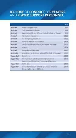 ICC Code of Conduct for Players and Player Support