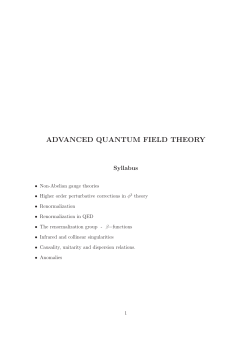 ADVANCED QUANTUM FIELD THEORY