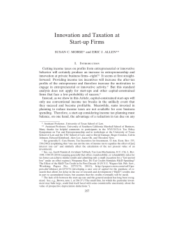 Innovation and Taxation at Start-up Firms