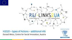 H2020 &ndash; types of Actions &ndash; additional info - RI
