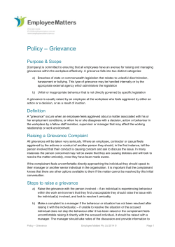 Grievance - Employee Matters