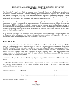 Sample FRCA Disclosure and Authorization