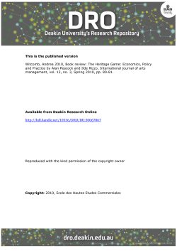 The Heritage Game: Economics, Policy and Practice - DRO